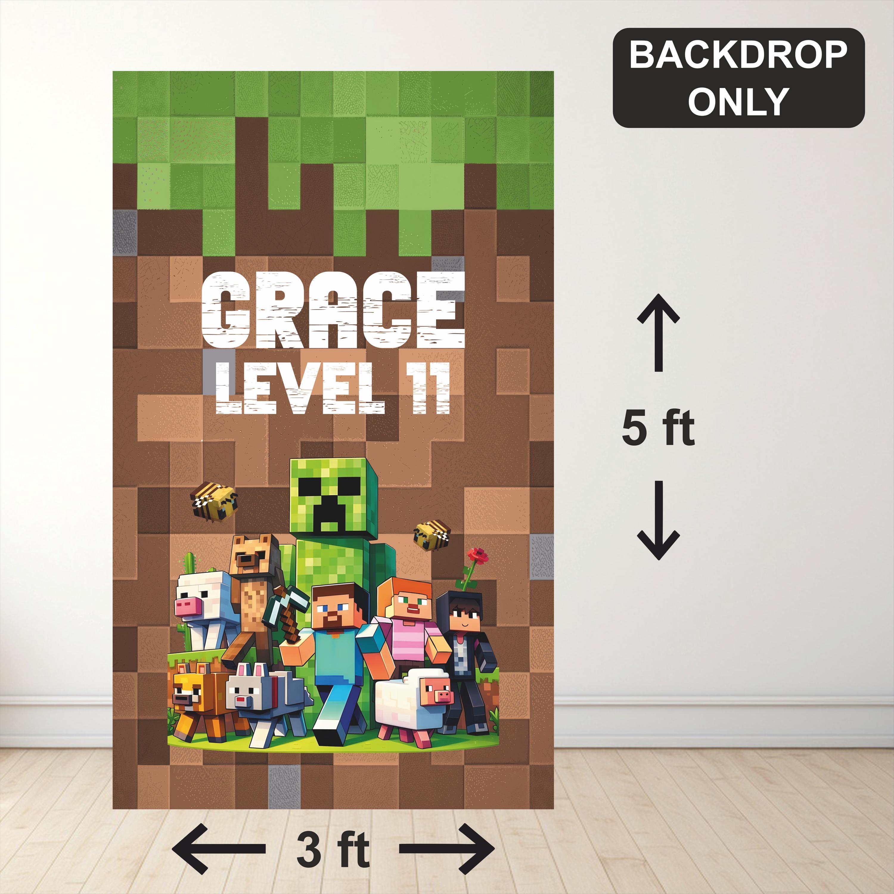 Minecraft Theme Party Decor Combo | Coroplast Backdrop + 2 Character ...