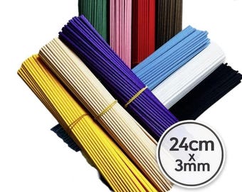 Varillas de repuesto para difusor de aceite aromático de fibra de caña rectas de 24 cm, 20 colores