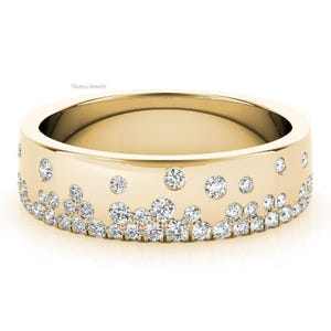 Moissanite Engagement Ring, 2.50ct Round Cut Moissanite Diamond Ring, Solid Gold Bridal Jewelry, Wide Wedding Band, Unique Thick Band Ring