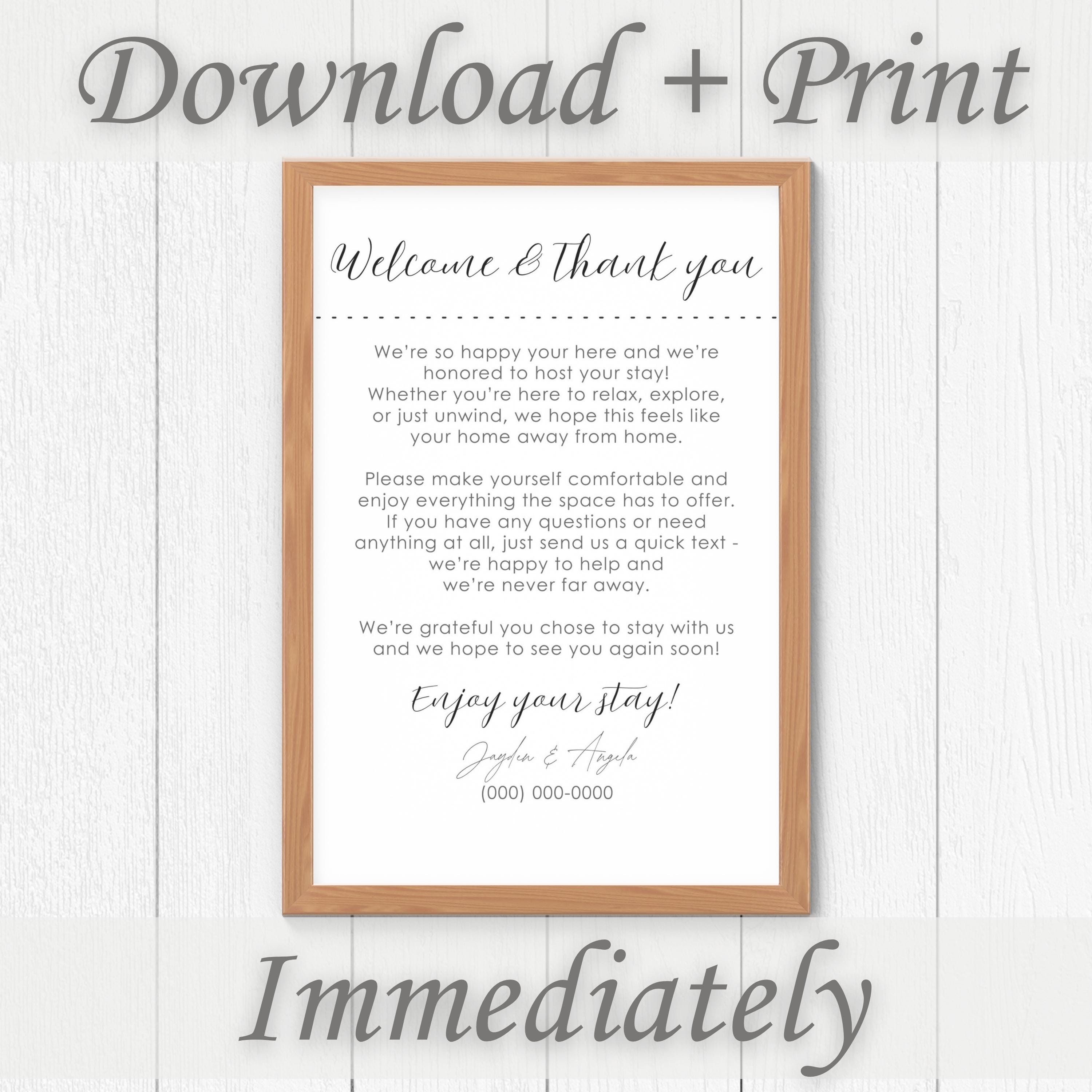 Welcome Message For Rbnb Airbnb Welcome Letter Template: Vacation Rental Host Printable (PDF ...