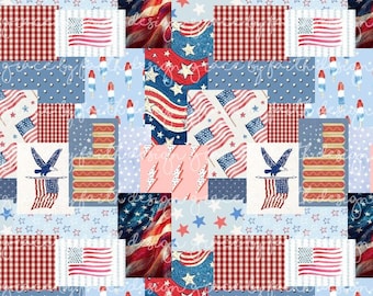 File digitale senza soluzione di continuità con patchwork per ragazzo patriottico del 4 luglio