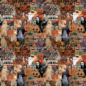 Digital sömlös fil för vintage spöke, kusligt söta Halloween-png