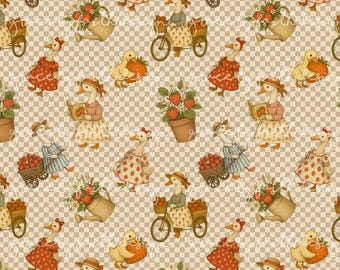 File digitale senza soluzione di continuità con fragole d'oca d'epoca