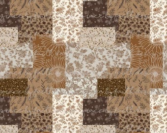 File digitale senza cuciture con patchwork neutro floreale boho country