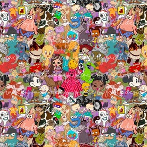 90s Character Patchwork Digital Seamless File