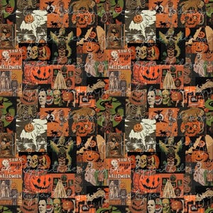 Plik cyfrowy bezszwowe z duchami i uroczymi Halloween w stylu vintage w formacie PNG