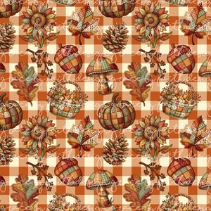 Fall Autumn Plaid Patchwork PNG digital seamless files