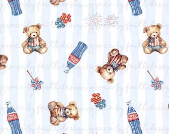 File digitali senza soluzione di continuità FOJ Orso Patriottico Rosso Bianco Blu