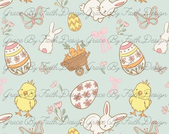 File digitali senza soluzione di continuità floreali con pulcino di uova di Pasqua