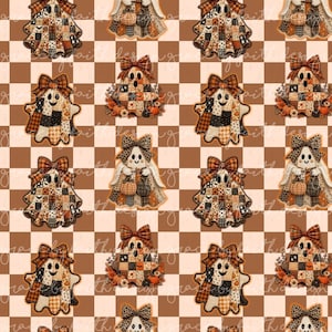 Patchwork Ghost Spooky Cute Halloween Pngs digital seamless file