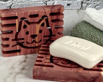 Aromatic Red Cedar Cat Soap Deck - Soap Dish