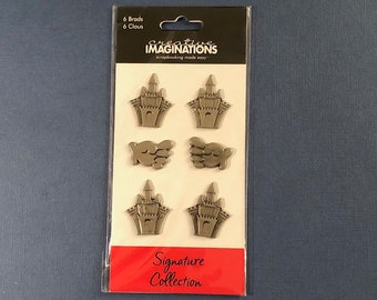 Creative Imaginations Package of 6 Silver Color Magic Kingdom Brads