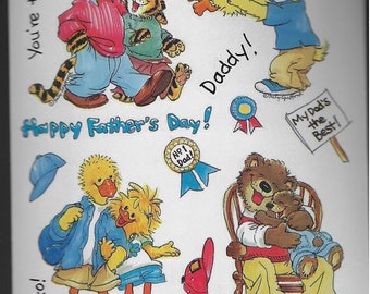 Suzy's Zoo Scrapbooking Sticker Sheet #9691 Dads and Grandfathers Happy Father's Day!