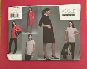 Vogue Maternity Wardrobe pattern V2818 misses'/misses' petite maternity top, dress, skirt and pants easy Size 12-14-16 complete uncut