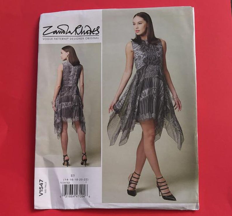Zandrra Rhodes Patterns Vogue Pattern Designer Original Zandra Rhodes V1547 Misses' Dress Size ...