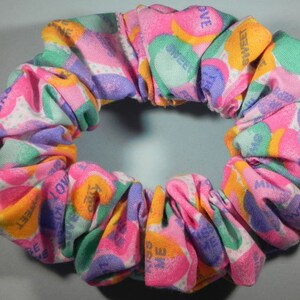 Valentine Heart Hair Scrunchie Pastel Conversation Candy Hearts