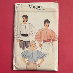 Vogue pattern V9288 misses' blouse easy Size 12-14-16 complete uncut