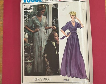 Vogue pattern Paris Original Nina Ricci 2886 misses' evening dress Size 14 bust 36 hip 38 complete uncut