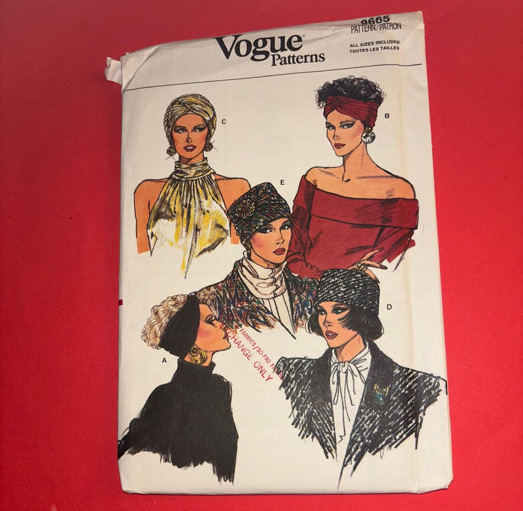 Vogue Sewing Pattern 9665 Misses' Turban & Hat Size Xs-sml-med-lg ...