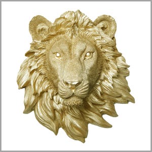 Gold Lion Head Wall Décor for Entryway, Office, Living Room