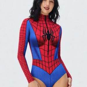 Spiderman Cosplay Bodysuit Unisex 3D Druck Langarm Badeanzug Frauen Männer Erwachsene Karneval Kostüm Superheld Halloween Party Outfit Rollenspiel F Bild 6