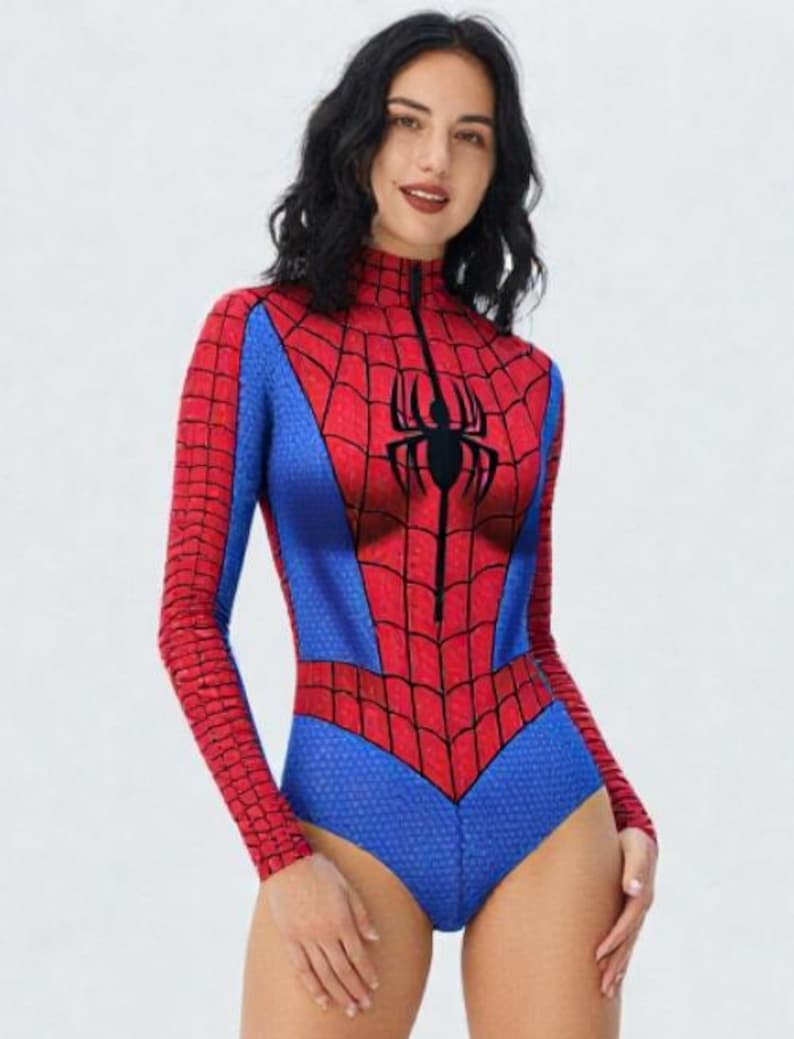 Spiderman Cosplay Bodysuit Unisex 3D Druck Langarm Badeanzug Frauen Männer Erwachsene Karneval Kostüm Superheld Halloween Party Outfit Rollenspiel F Bild 6