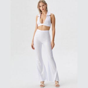 Sexy White Silver Hippie Costume 70s 80s Cosplay Jumpsuit Vintage Disco Rock Outfit for Women Carnival Halloween Party Fancy Dress Up