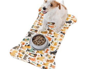 Dog Bone Feeding Mat, Playful Pet Food Tray, Animal Lover Gift