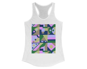 Geometric Racerback Tank Top: Cotton-Blend Fitness & Casual Wear