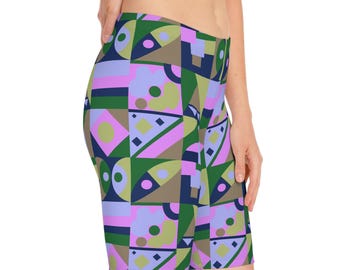 Colorful Print Women's Bike Shorts: Stylish Activewear