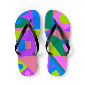 Colorful Summer Flip Flops, Beachwear, Poolside Vibes, Vibrant Footwear, Vacation Essentials
