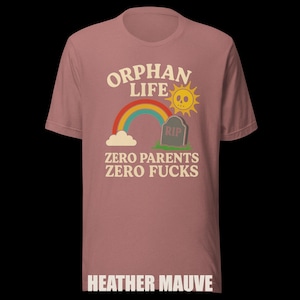 Dark Humor Orphan Tee: "Zero Parents, Zero F*cks" - Bella+Canvas image 8