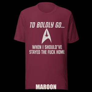 To Boldly Go… | Star Trek Parody Shirt | Sarcastic Sci-Fi Humor Tee image 10