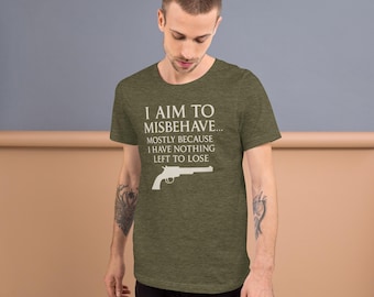Jag siktar på att missköta mig t-shirt: Rolig sci-fi western parodi t-shirt