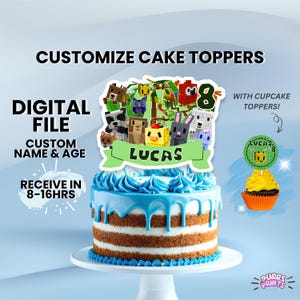 Grow a Garden Roblox Cake Topper – Personalized Birthday Decoration | Printable PDF with Free Cupcake Toppers | Digital Download