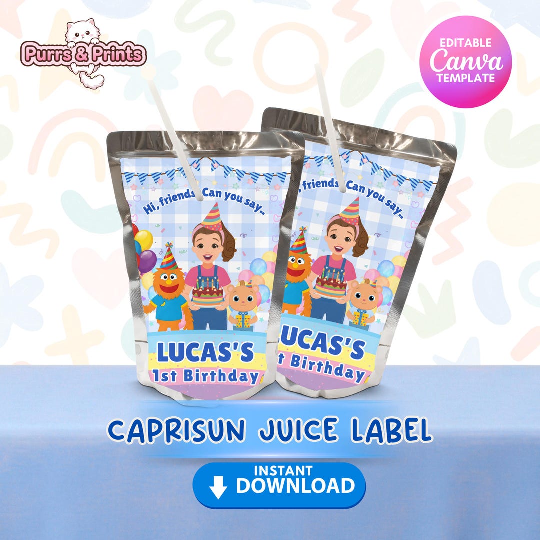Editable Ms Rachel Capri Sun Label | Juice Pouch Wrapper | Blue ...