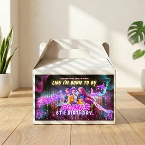 Etiquetas para cajas de regalo con temática de cazadores de demonios K-pop / Pegatinas imprimibles para cajas de regalo y decoraciones para fiestas DIY / Plantillas editables de Canva / Descarga digital