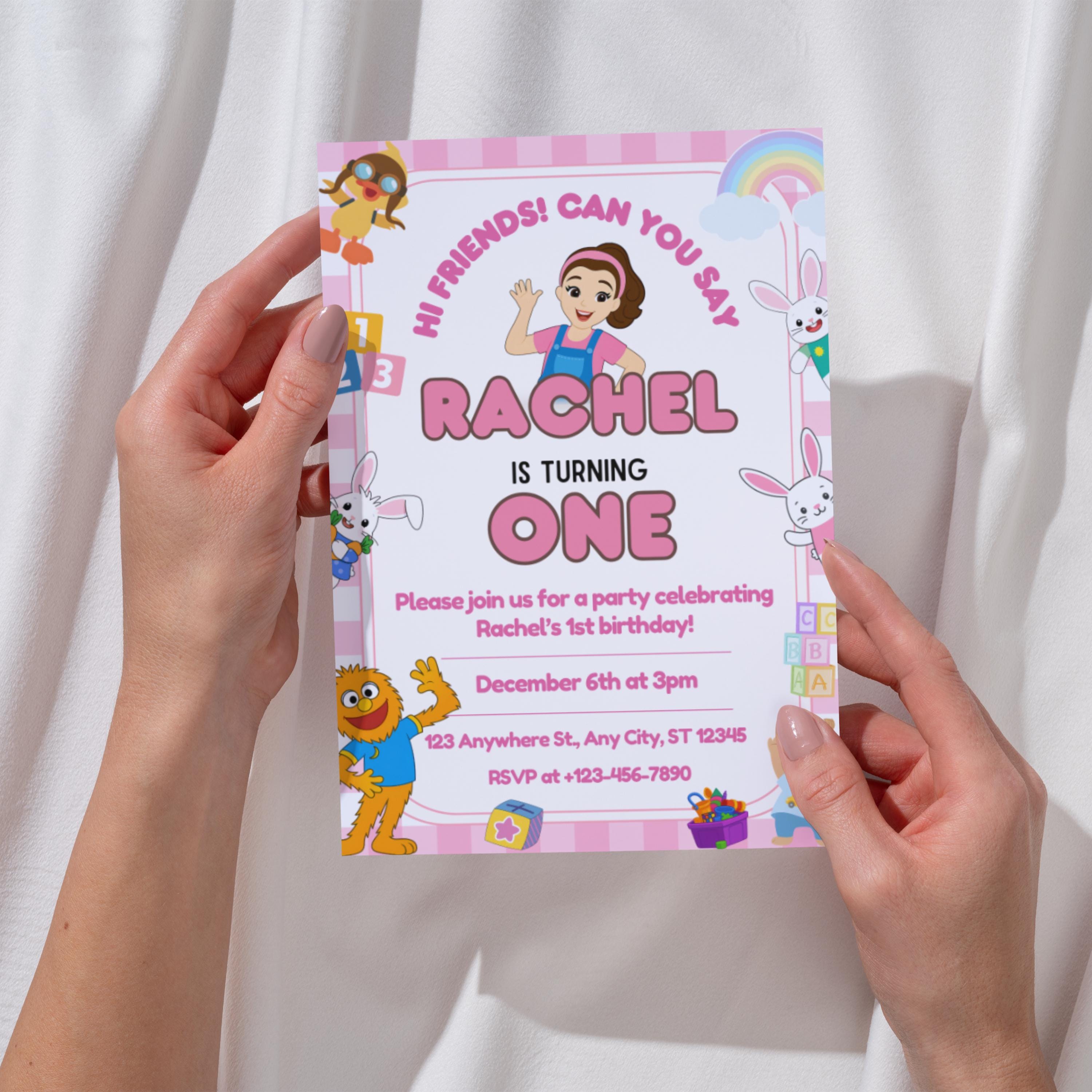Editable Miss Rachel Birthday Invitation, Digital Invitation, Instant