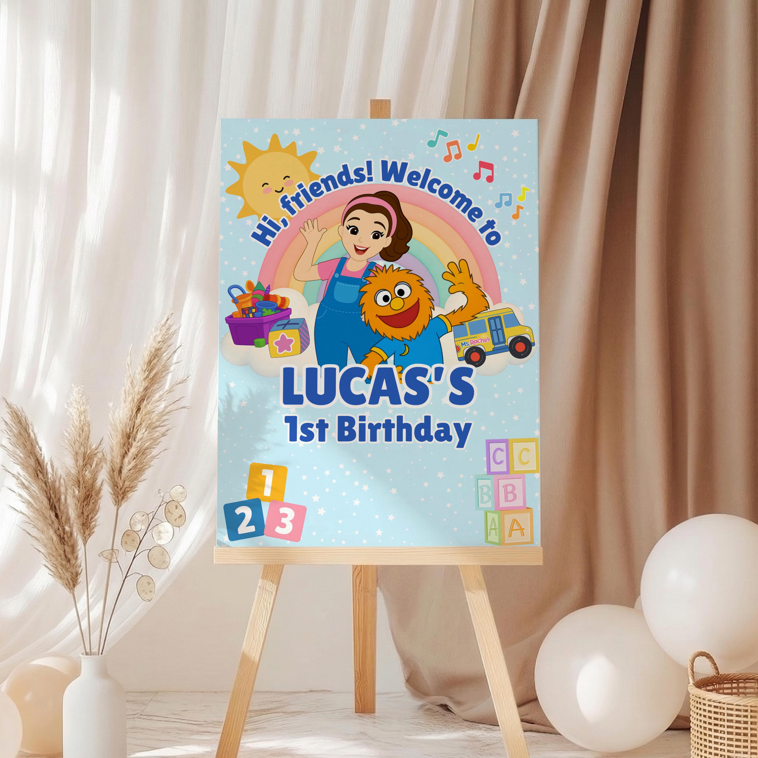 Welcome Rachell Miss Rachel Birthday Welcome Sign | Ms Rachel Bday Party Poster | Blue ...
