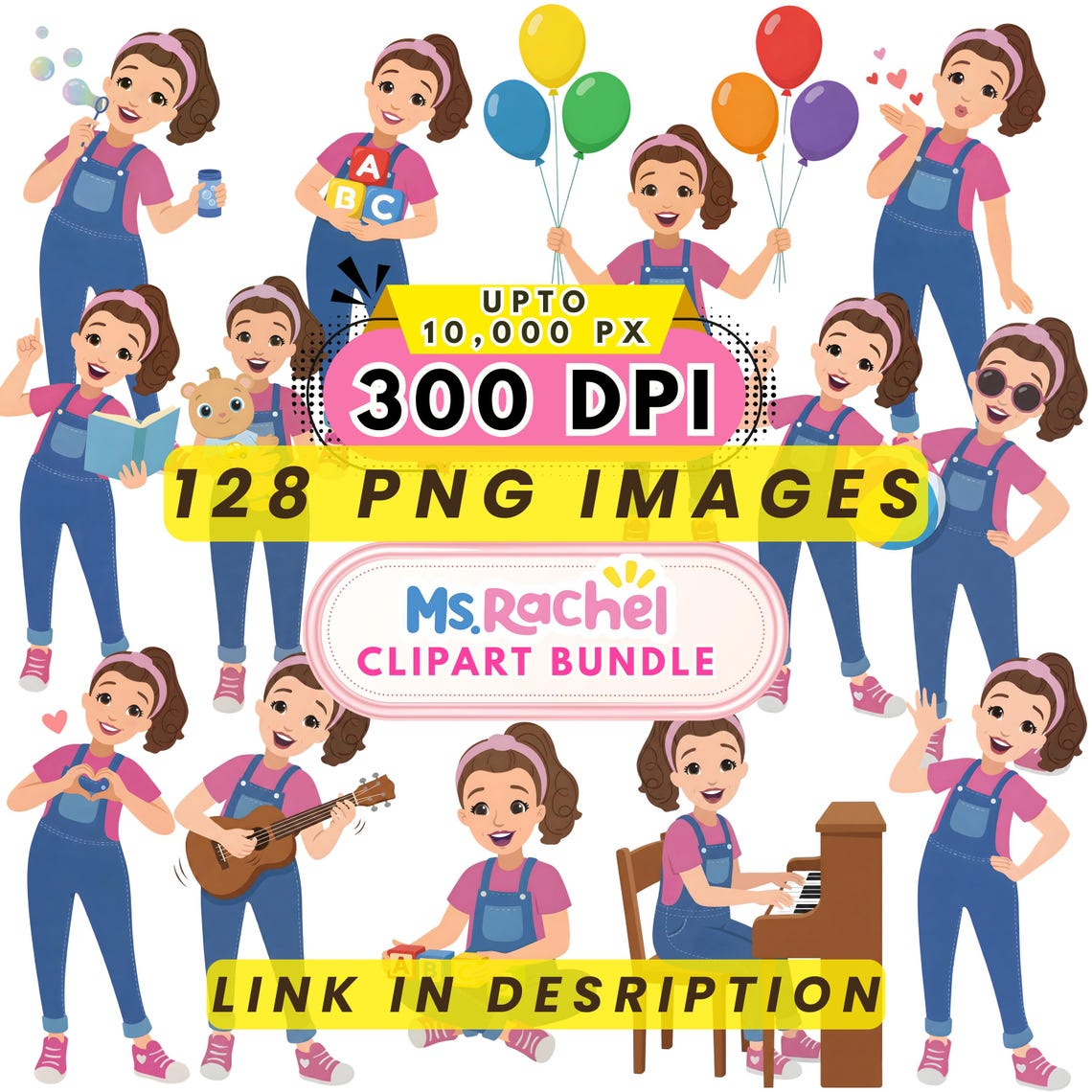 Miss Rachel PNG Clipart Bundle – 14 Digital Images | 300 DPI ...