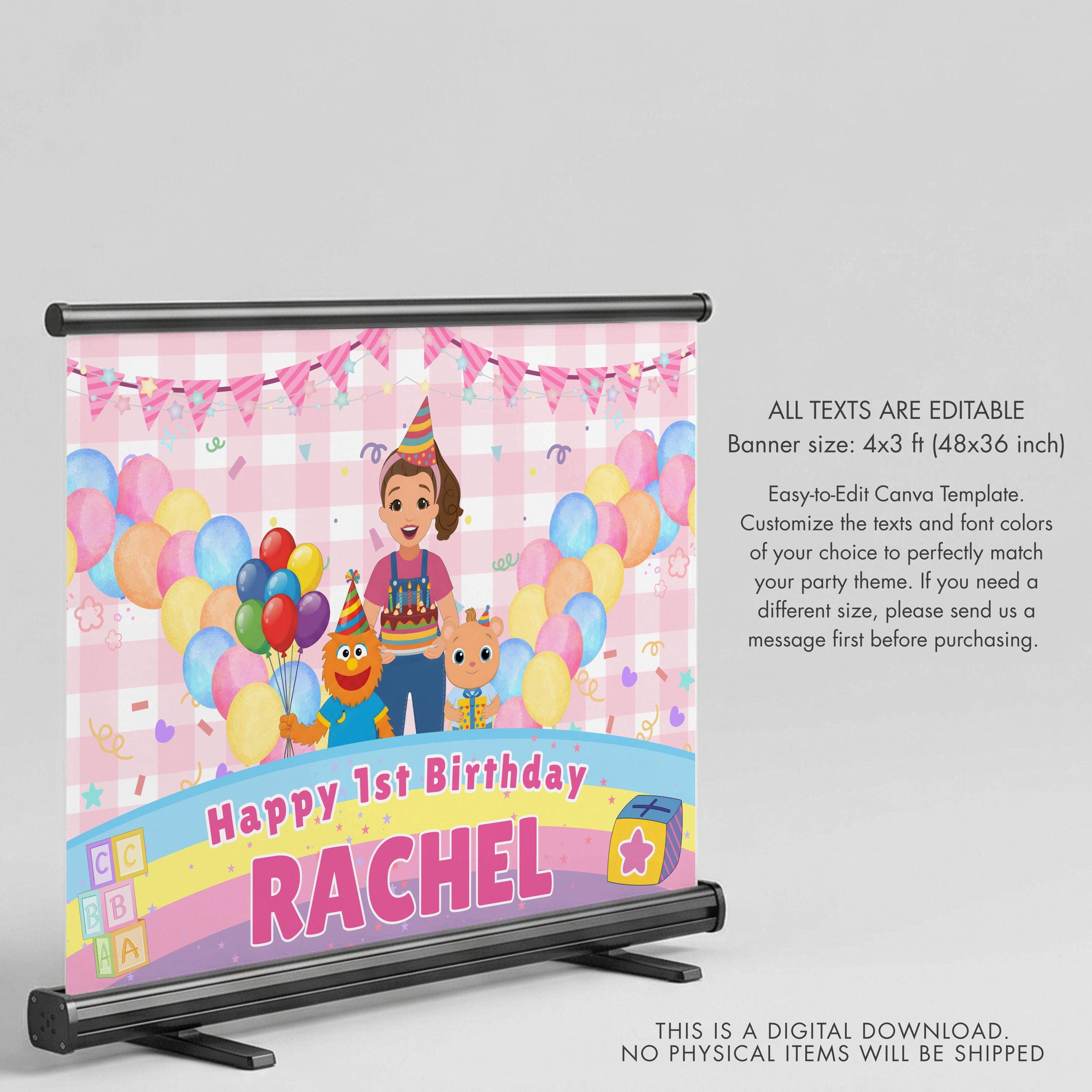 Miss Rachel Birthday Banner | Ms Rachel Backdrop | Editable Party ...