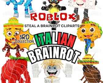 Roblox Brainrot Clipart, 50 PNG, 300 DPI, Adesivi Steal a Brainrot, Alta risoluzione, 3a collezione, Clipart