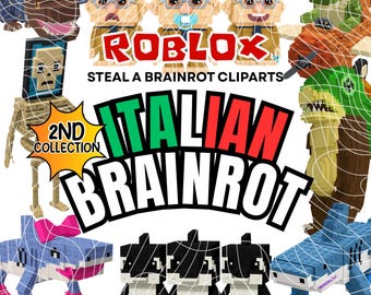 Roblox Brainrot Clipart, 55 PNG, 300 DPI, Adesivi Steal a Brainrot, Alta risoluzione, 2a collezione