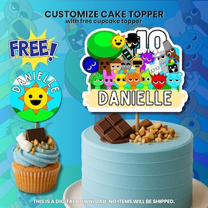 Sprunki Incredibox Cake Topper: Personalized Birthday Decoration (Digital PDF & PNG)