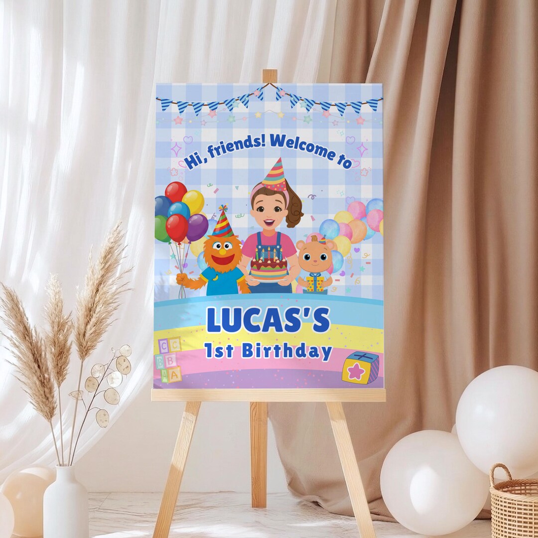 Welcome Back Rochel Miss Rachel Birthday Welcome Sign | Ms Rachel Bday Party Poster | Blue ...