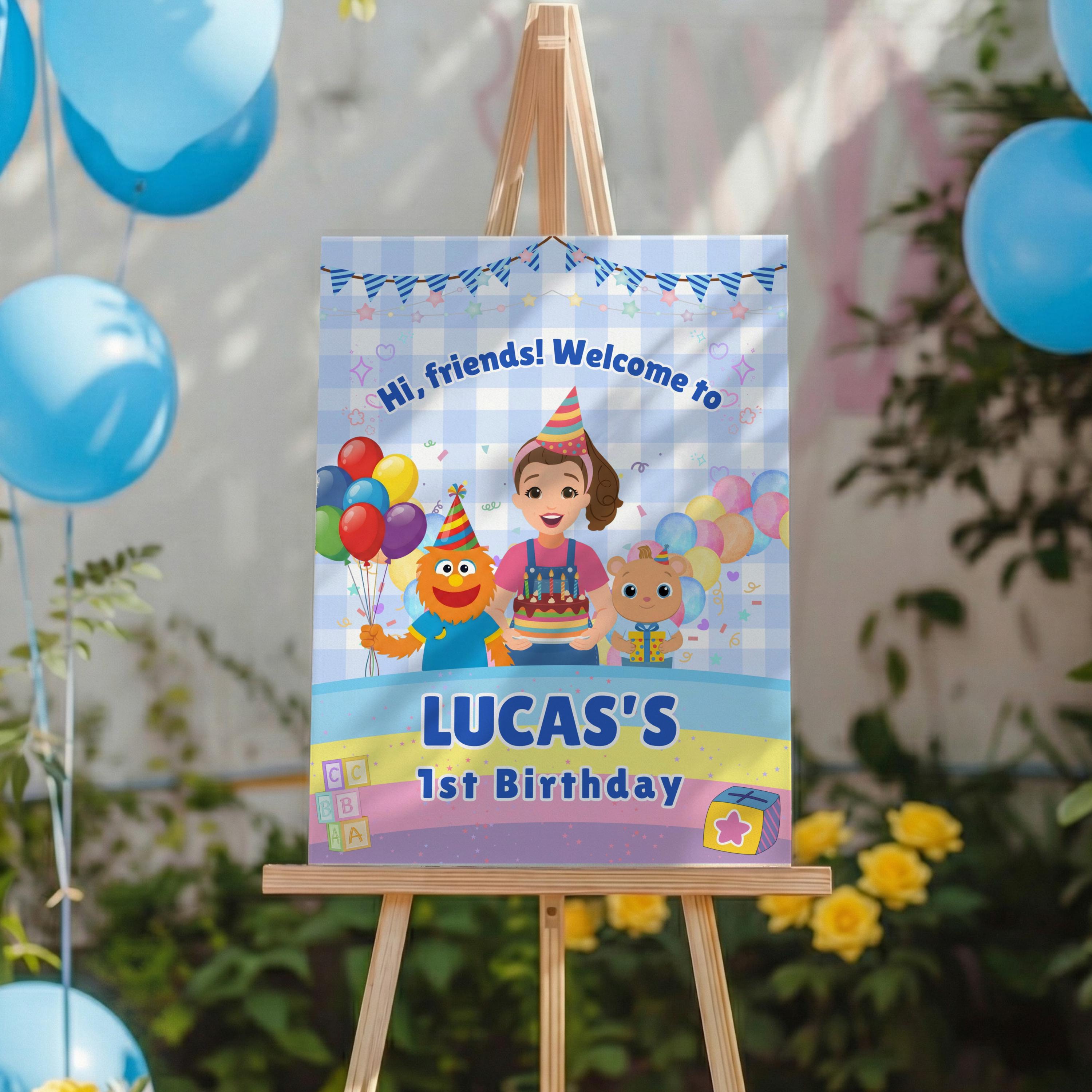 Welcome Rachell Miss Rachel Birthday Welcome Sign | Ms Rachel Bday Party Poster | Blue ...