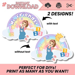 Miss Rachel Inspired Birthday Printables – 2 PNG Designs | Rainbow Blocks Theme | 300 DPI High-Resolution | Instant Download for DIY Decor