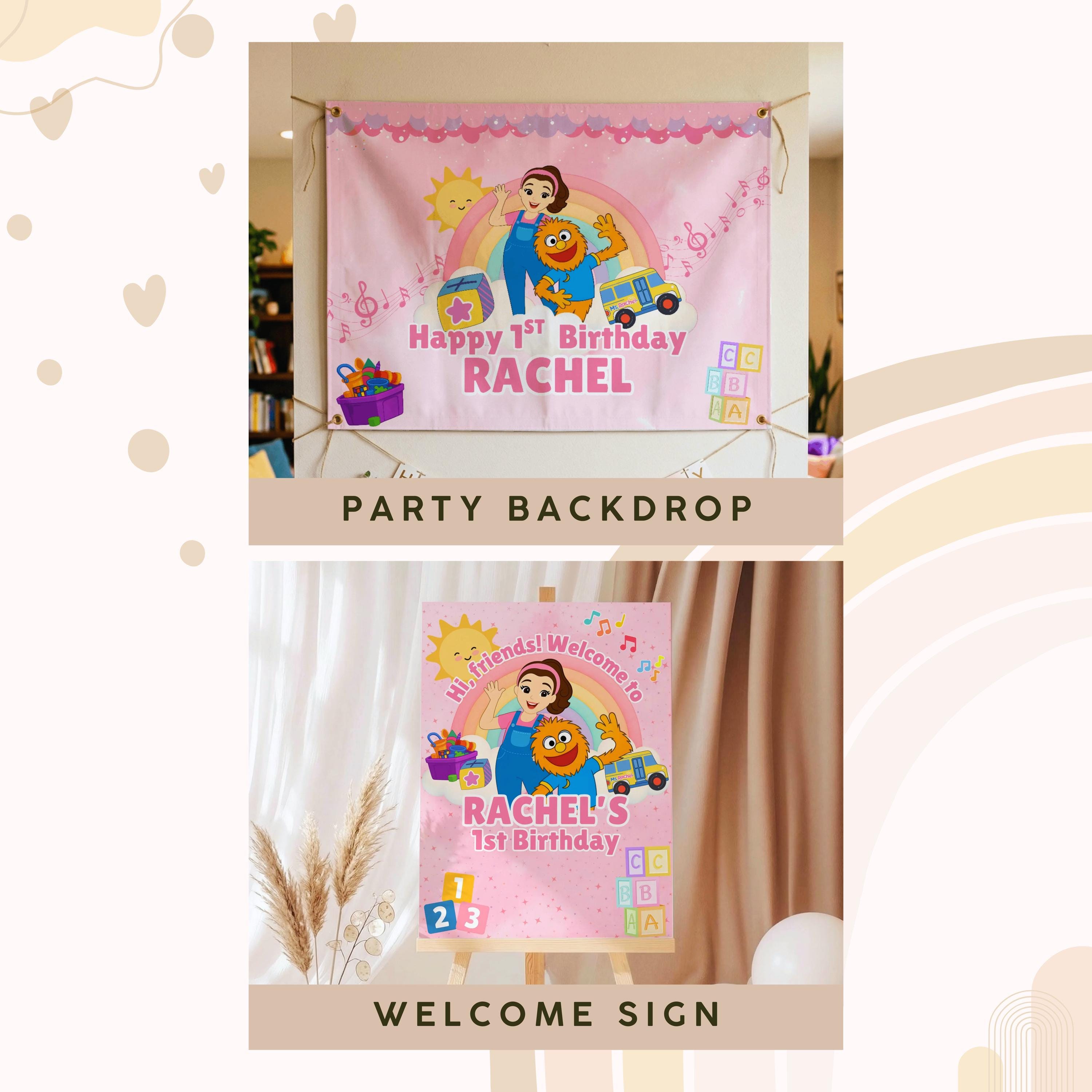 Miss Rachel Birthday Banner | Editable Ms Rachel Party Backdrop ...