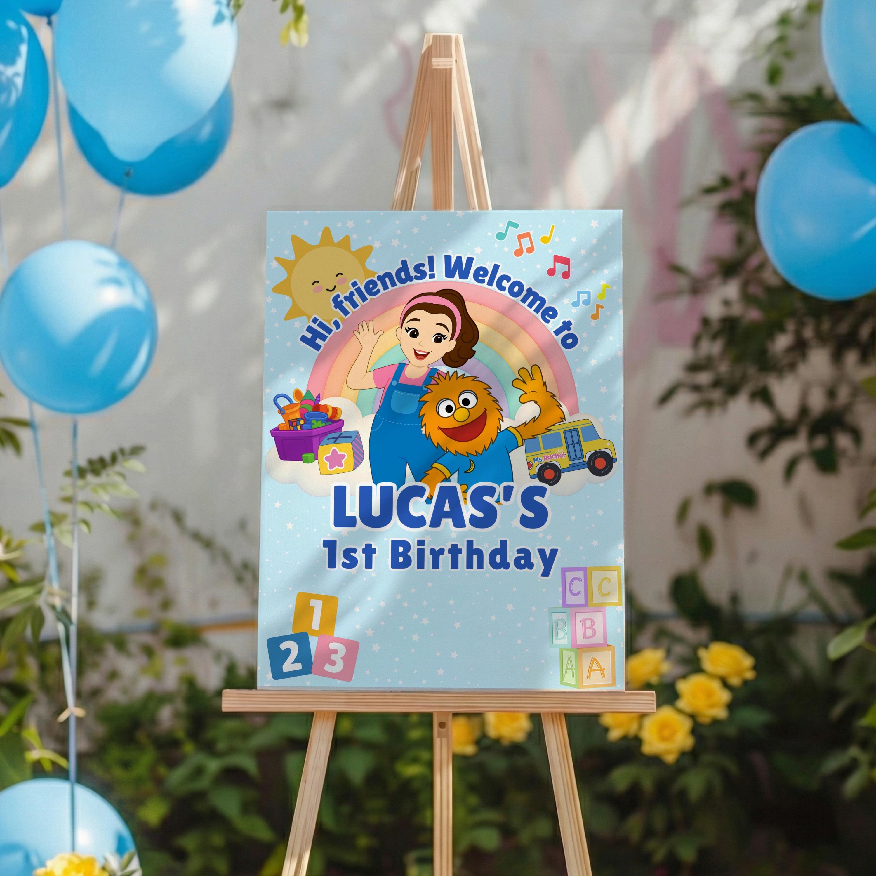 Miss Rachel Birthday Welcome Sign | Ms Rachel Bday Party Poster | Blue