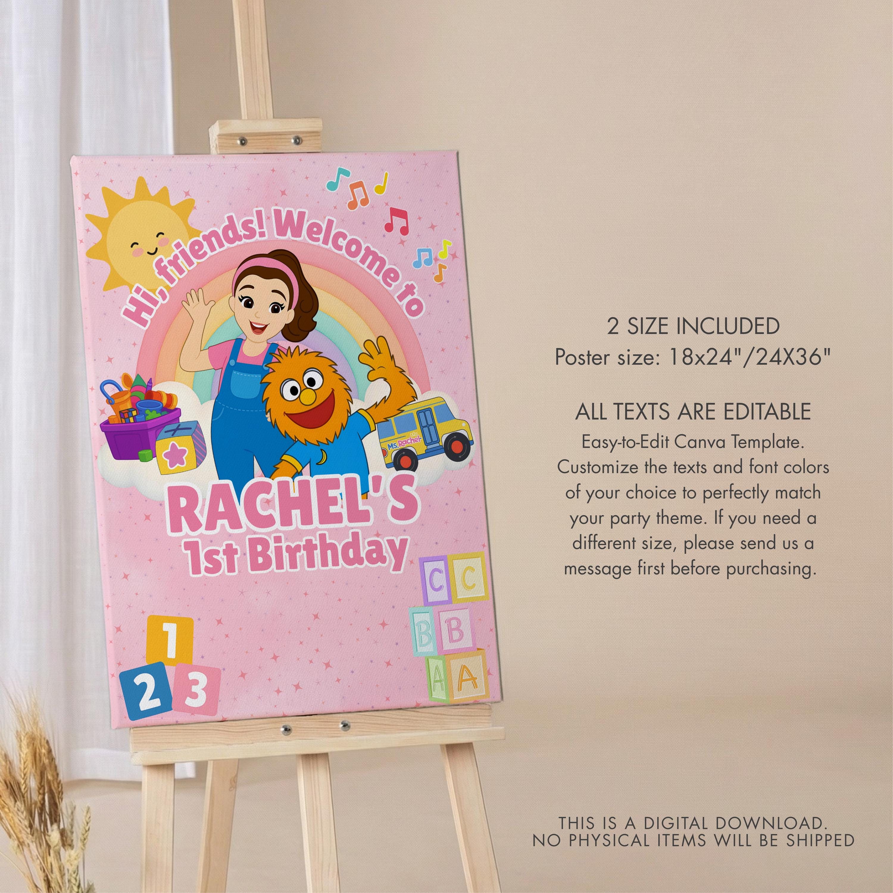 Welcome Rachell Miss Rachel Birthday Welcome Sign | Ms Rachel 1st Bday Party Poster ...